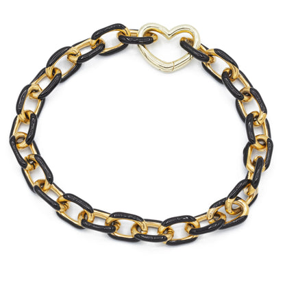 Large Enamel Chain Bracelet Black