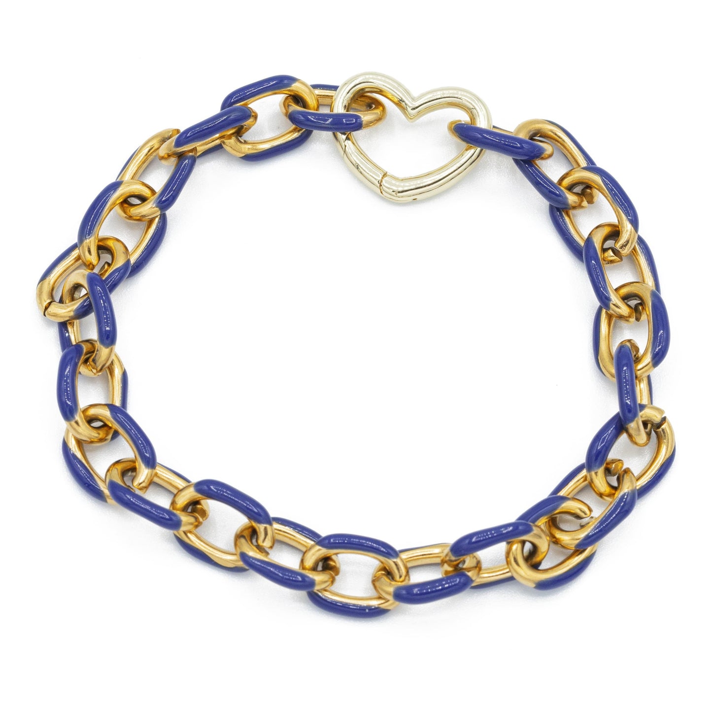 Large Enamel Chain Bracelet Blue