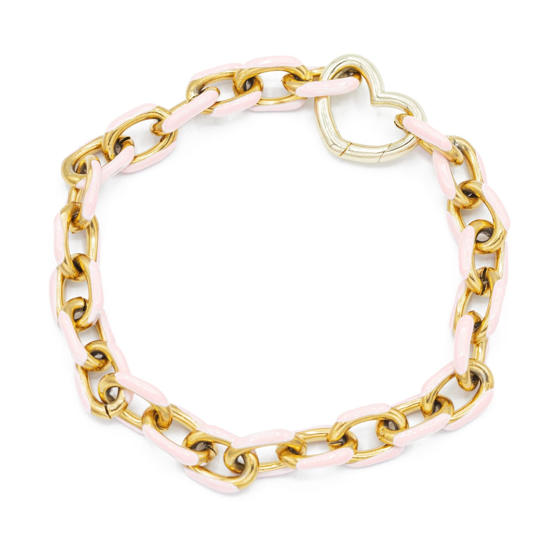 Large Enamel Chain Bracelet Pink