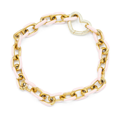 Large Enamel Chain Bracelet Pink