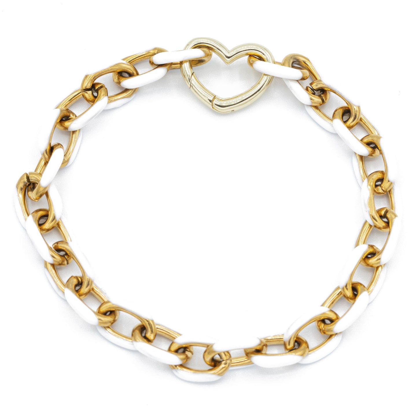Large Enamel Chain Bracelet White