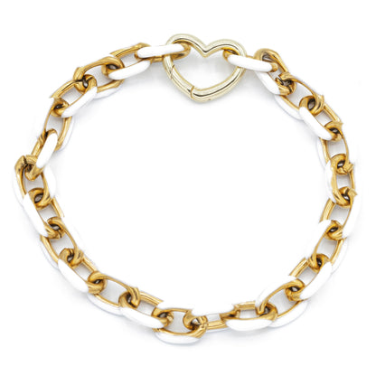 Large Enamel Chain Bracelet White