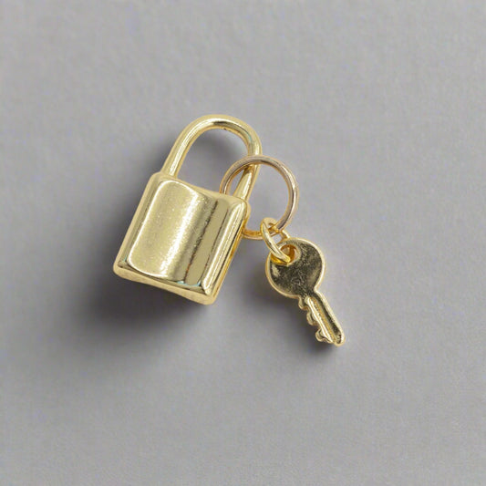 Lock and Key Charm Gold