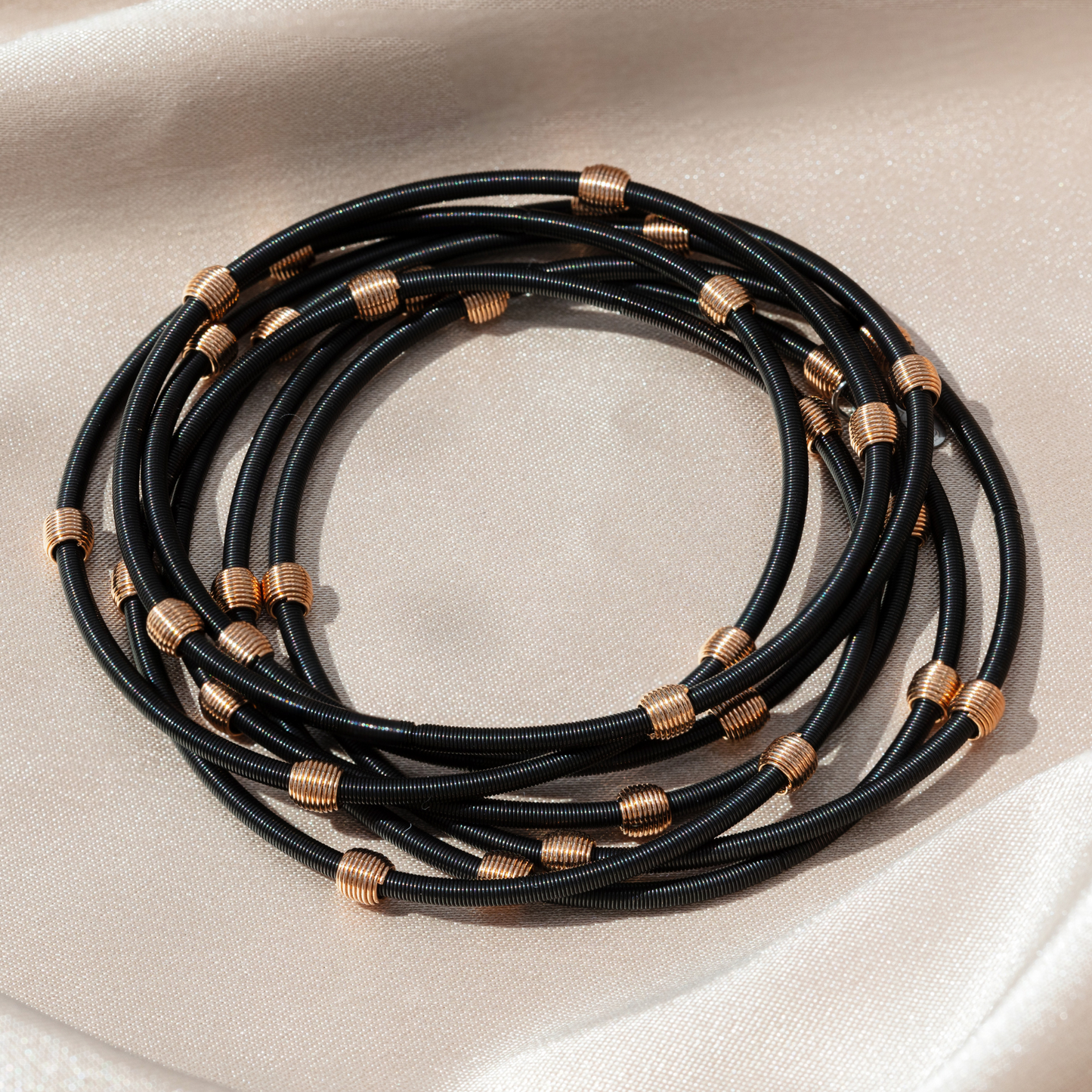 Matte Black Beaded Dia Rose Gold Beads