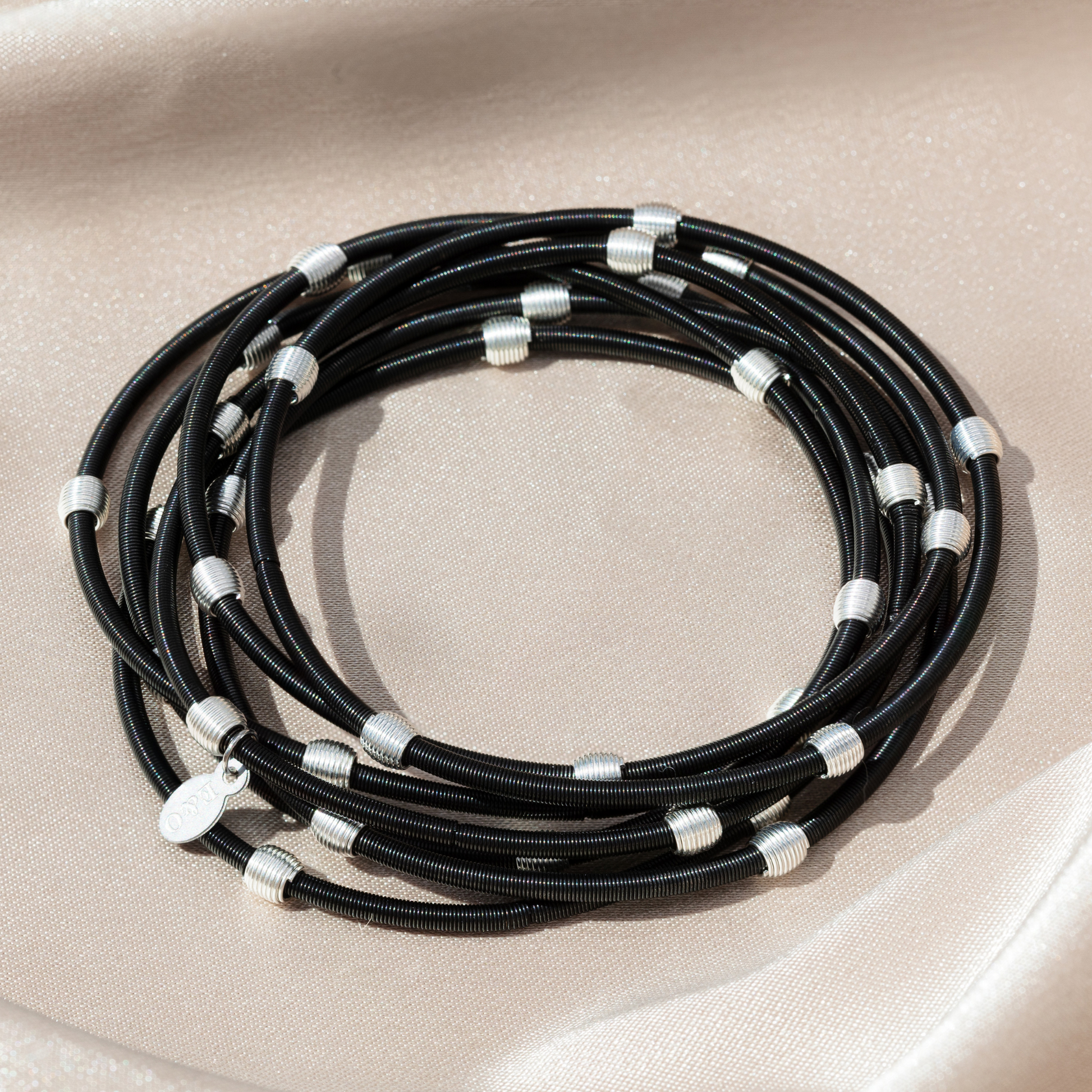 Matte Black Beaded Dia Silver Beads