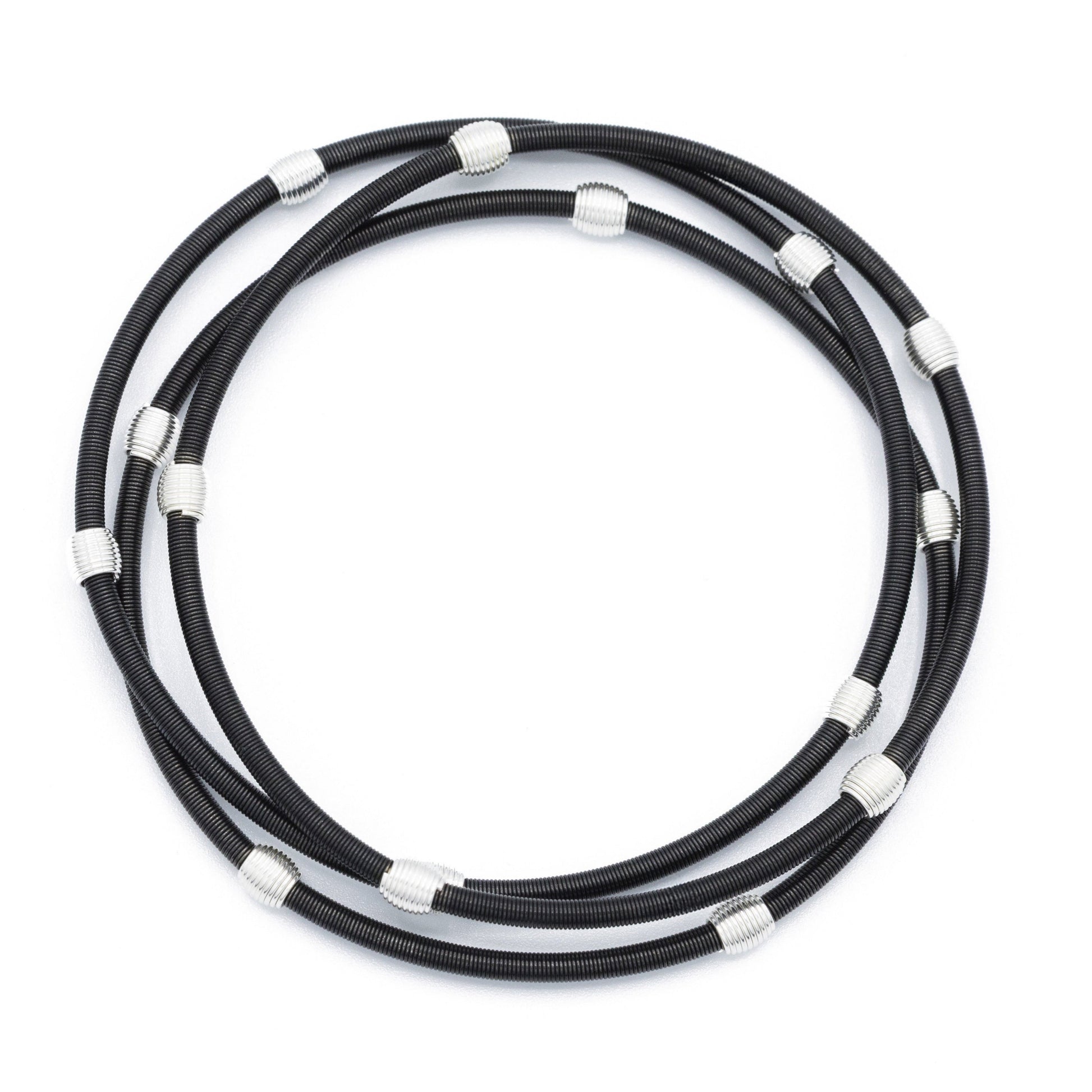 Matte Black Dia with Silver Beads