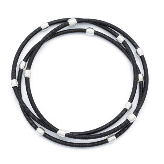 Matte Black Dia with Silver Beads