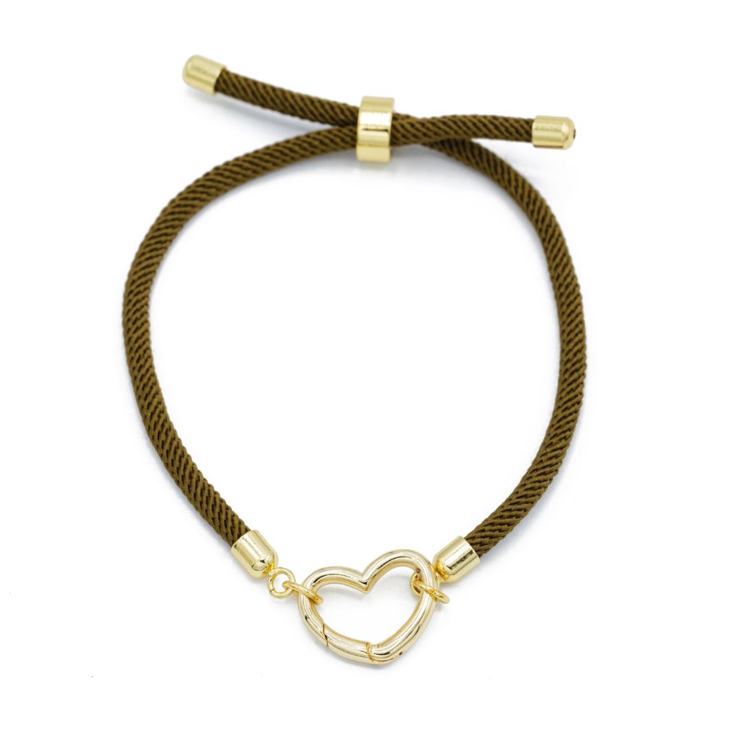 Olive Paracord Braceket with Gold accents and Gold Heart Carabiner