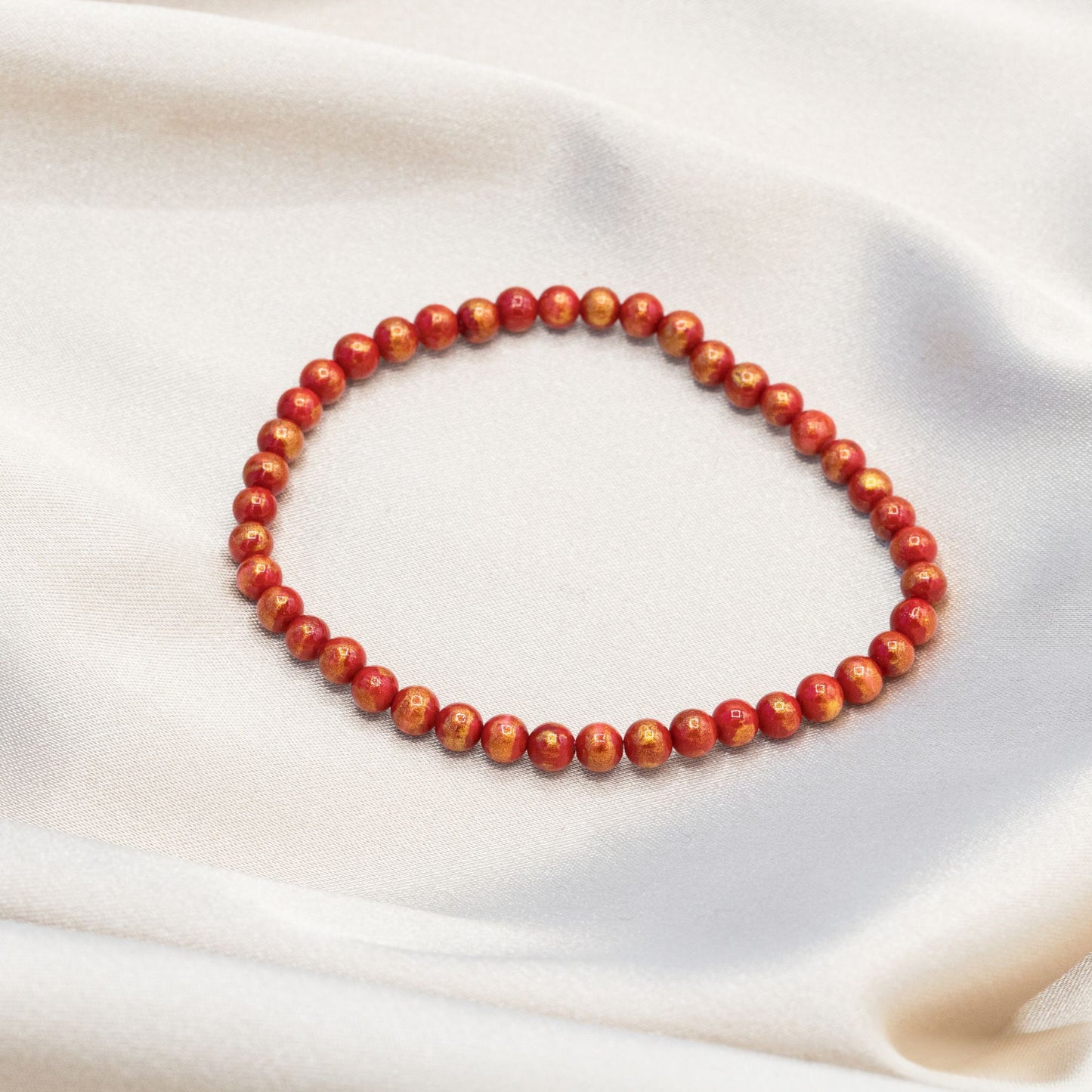 Red Gold Jade Beaded Bracelet