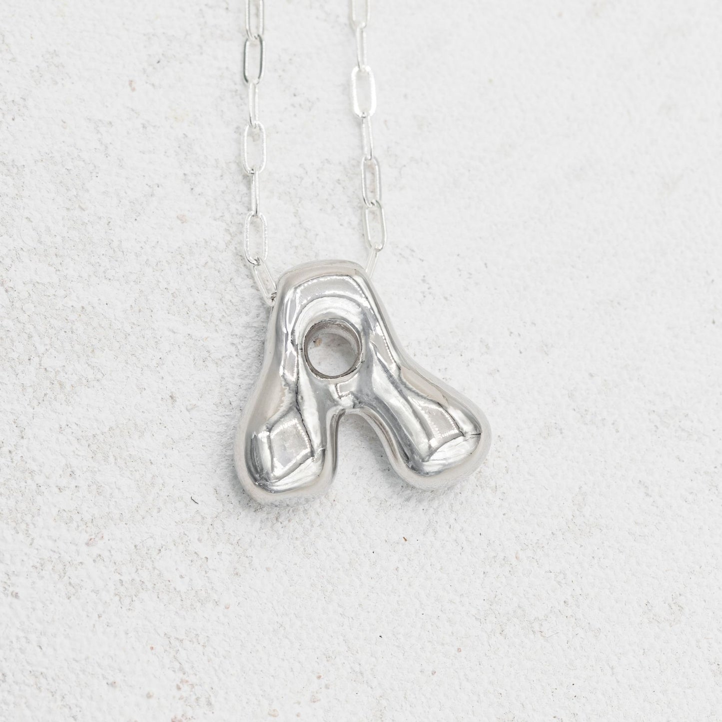 Silver Bubble Letter A Necklace