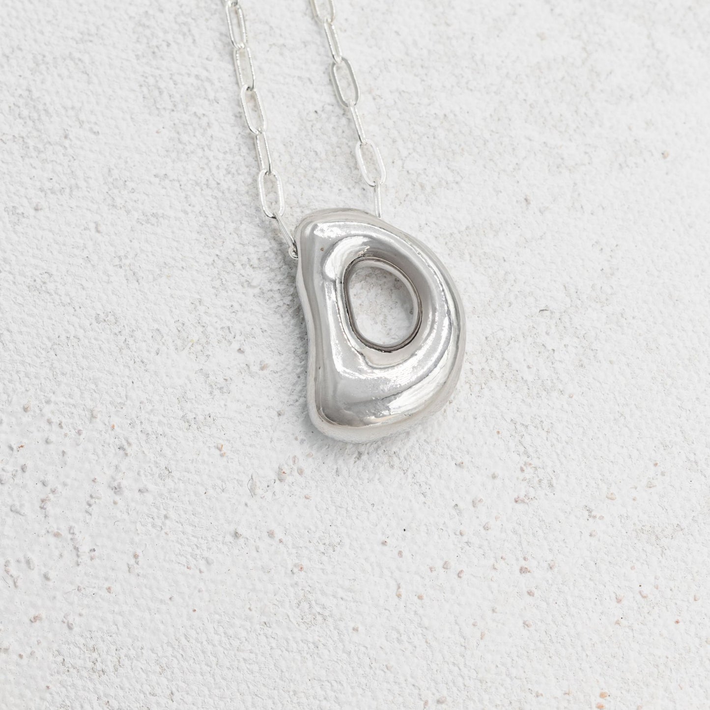 Silver Bubble Letter D Necklace