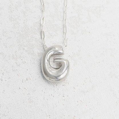 Silver Bubble Letter G Necklace