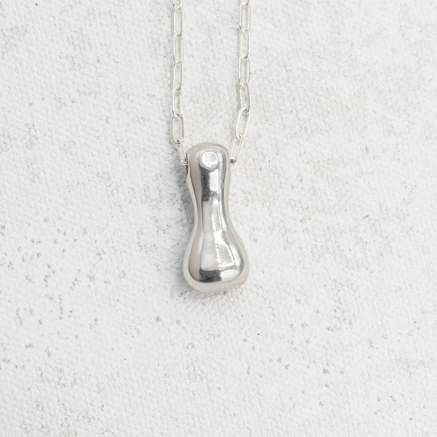 Silver Bubble Letter I Necklace
