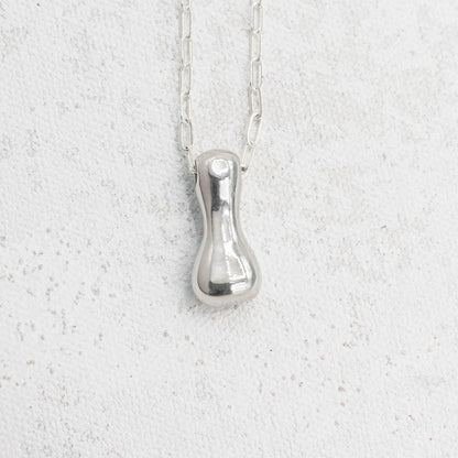 Silver Bubble Letter I Necklace