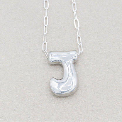 Silver Bubble Letter J Necklace