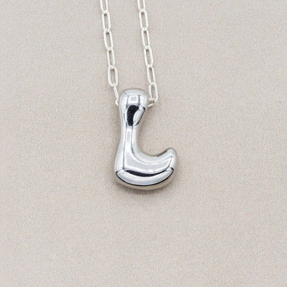 Silver Bubble Letter L Necklace