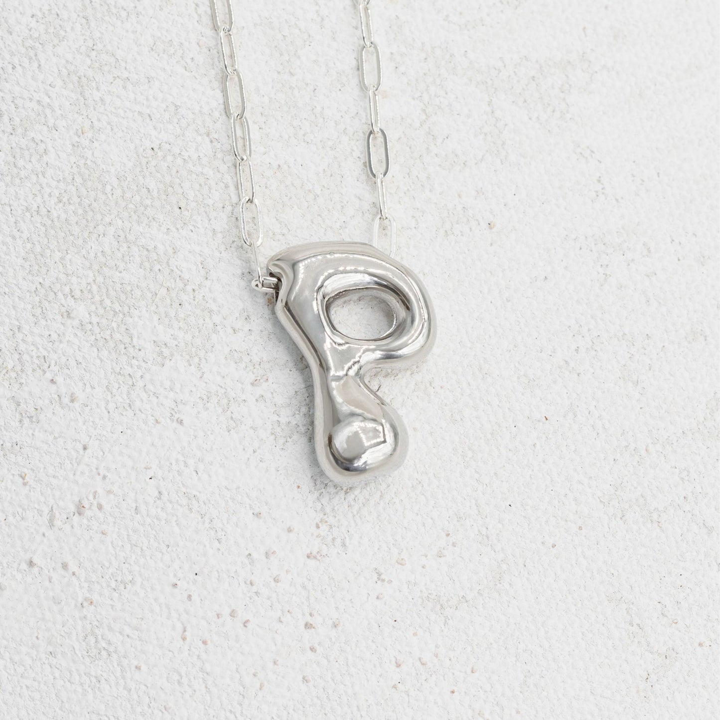 Silver Bubble Letter P Necklace