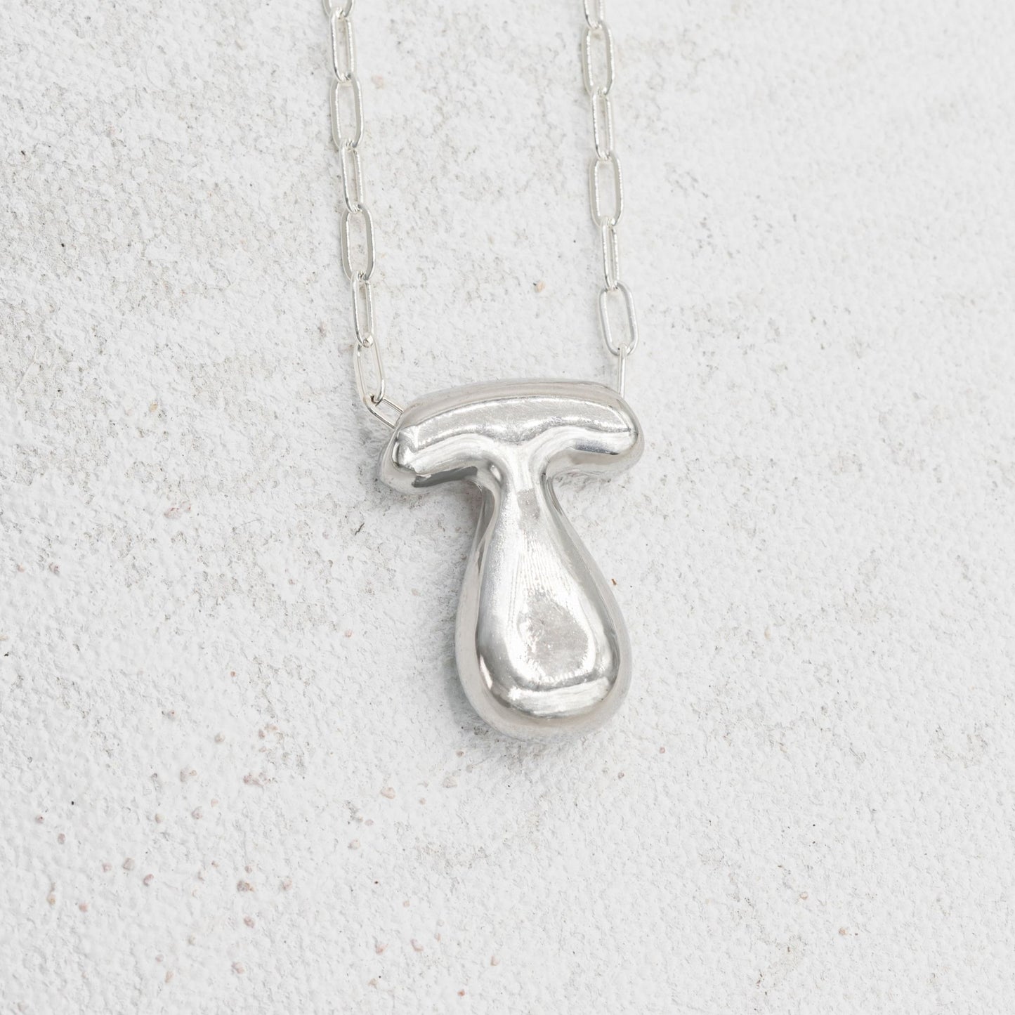 Silver Bubble Letter T Necklace