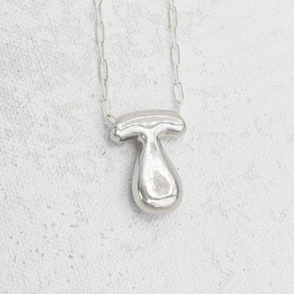Silver Bubble Letter T Necklace