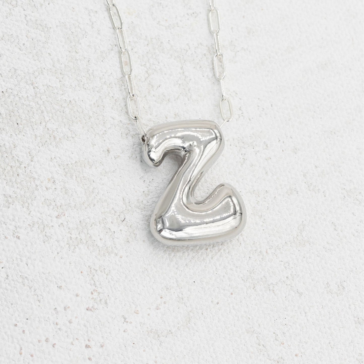 Silver Bubble Letter Z Necklace
