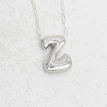 Silver Bubble Letter Z Necklace