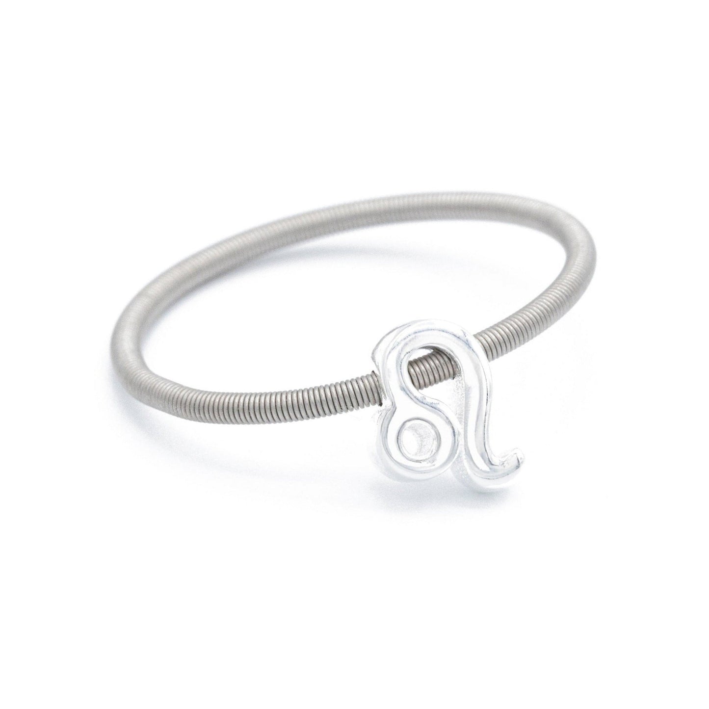 Silver Leo Charm on Stainless Steel Ring