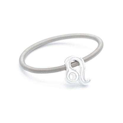 Silver Leo Charm on Stainless Steel Ring