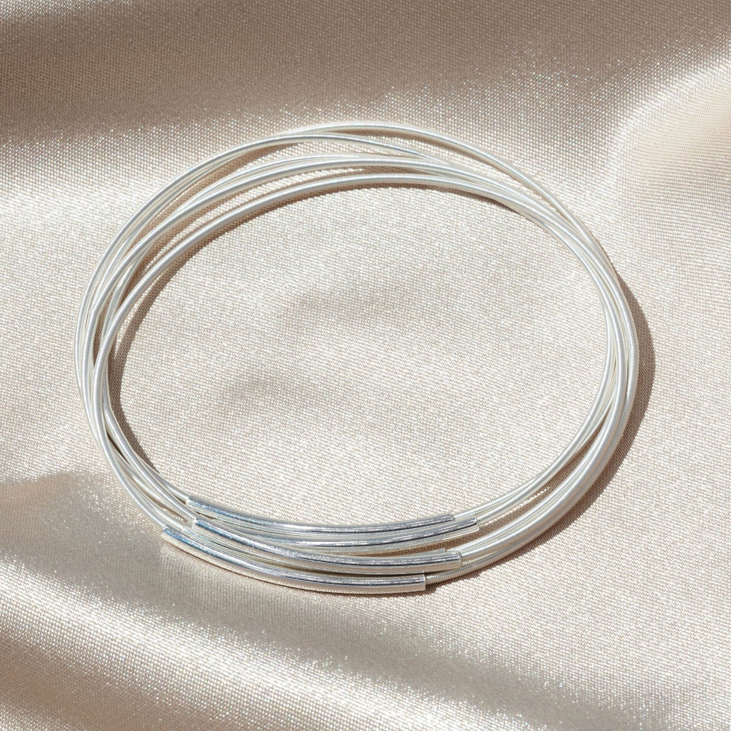 Silver Tube Charms on Sterling DIA