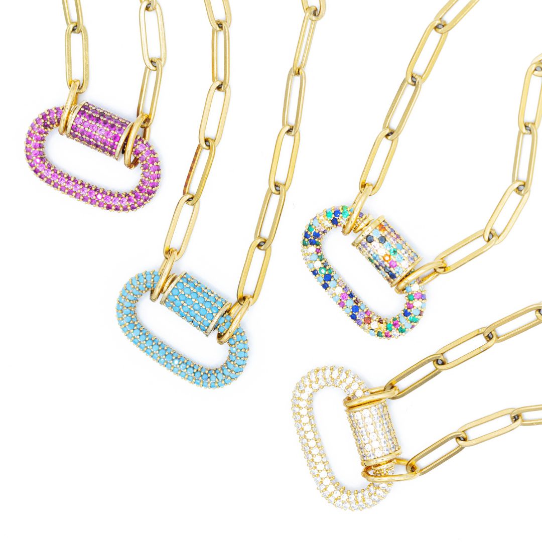 Sparkle Carabiner Charm Necklace