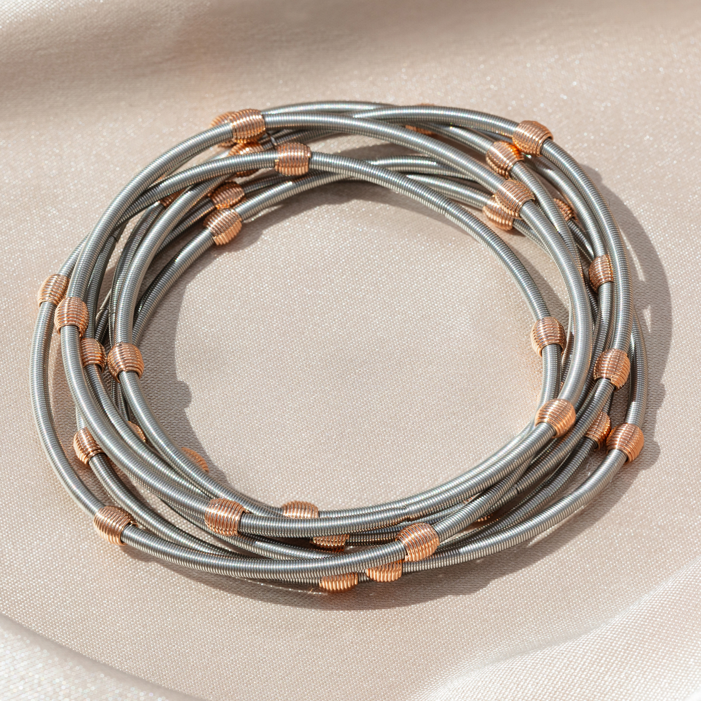 Stainles Steel with Silver Beaded DIA