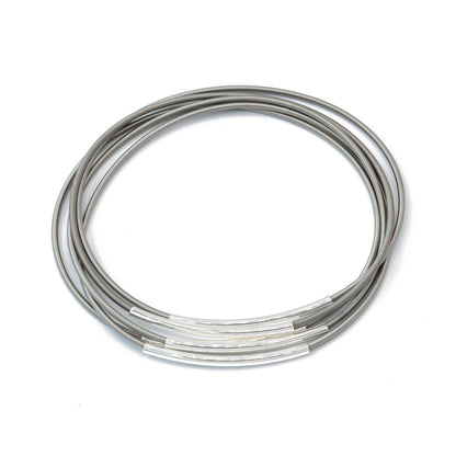 Stainless Steel Dia Bracelet with Silver Tube Charm