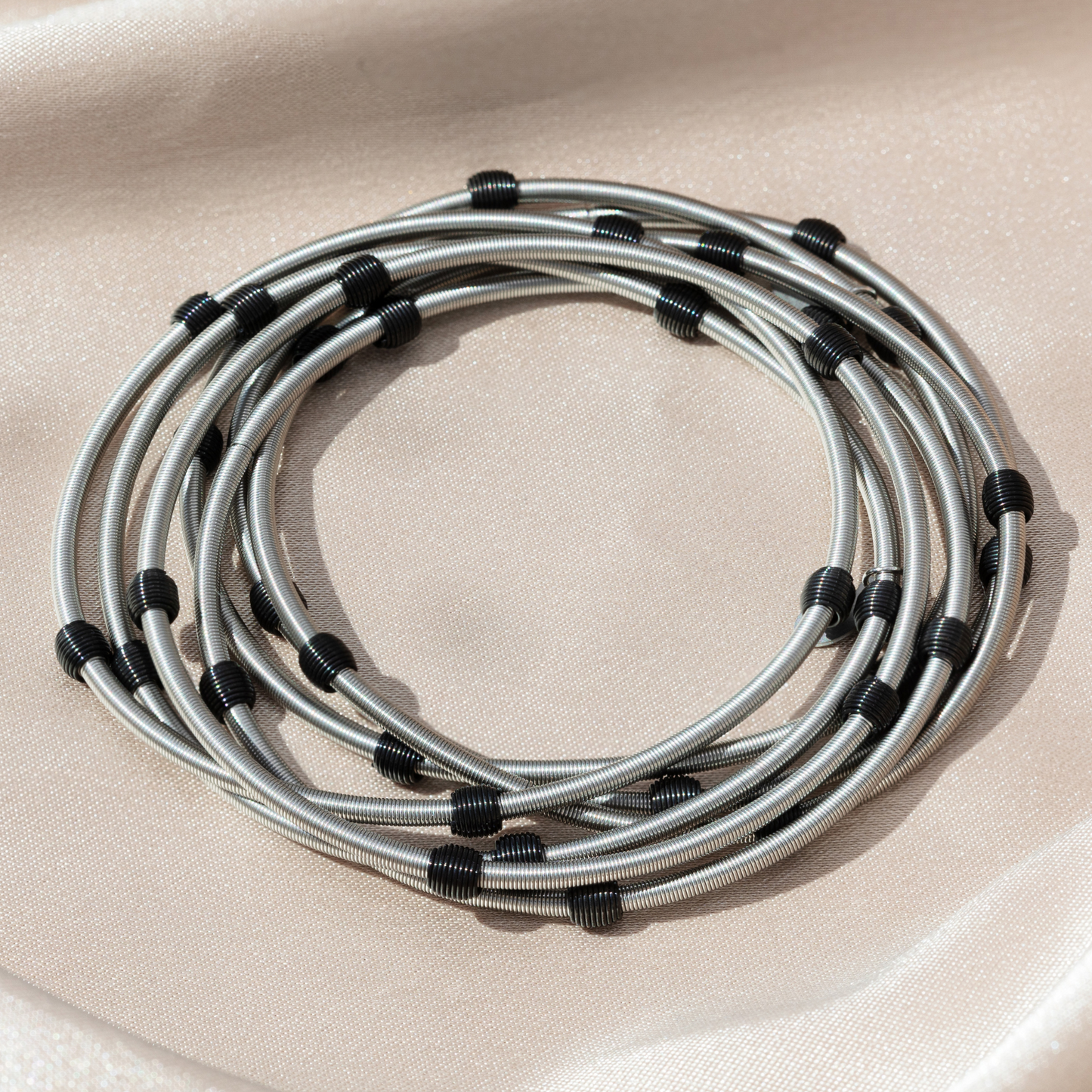 Stainless Steel  Dia with Black Beads