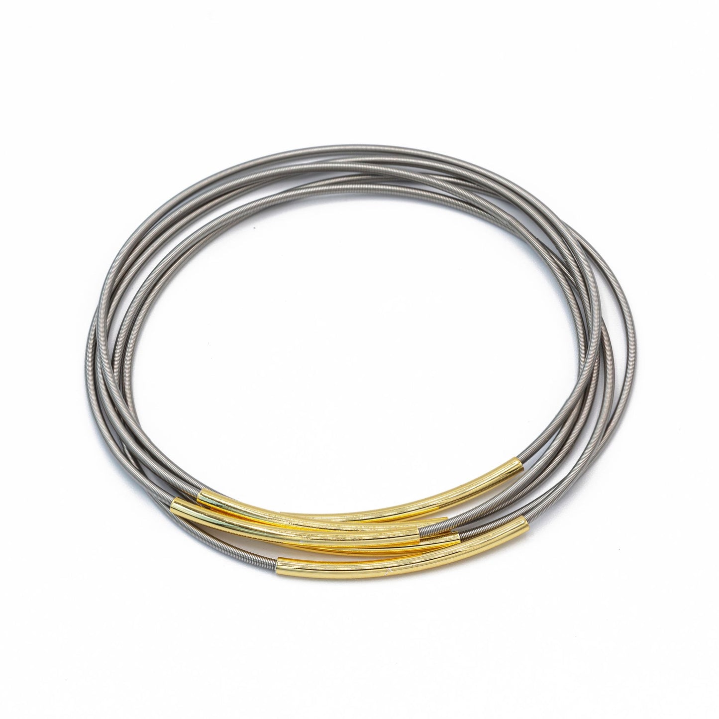 Stainless Steel Dia with Gold Tube Charms