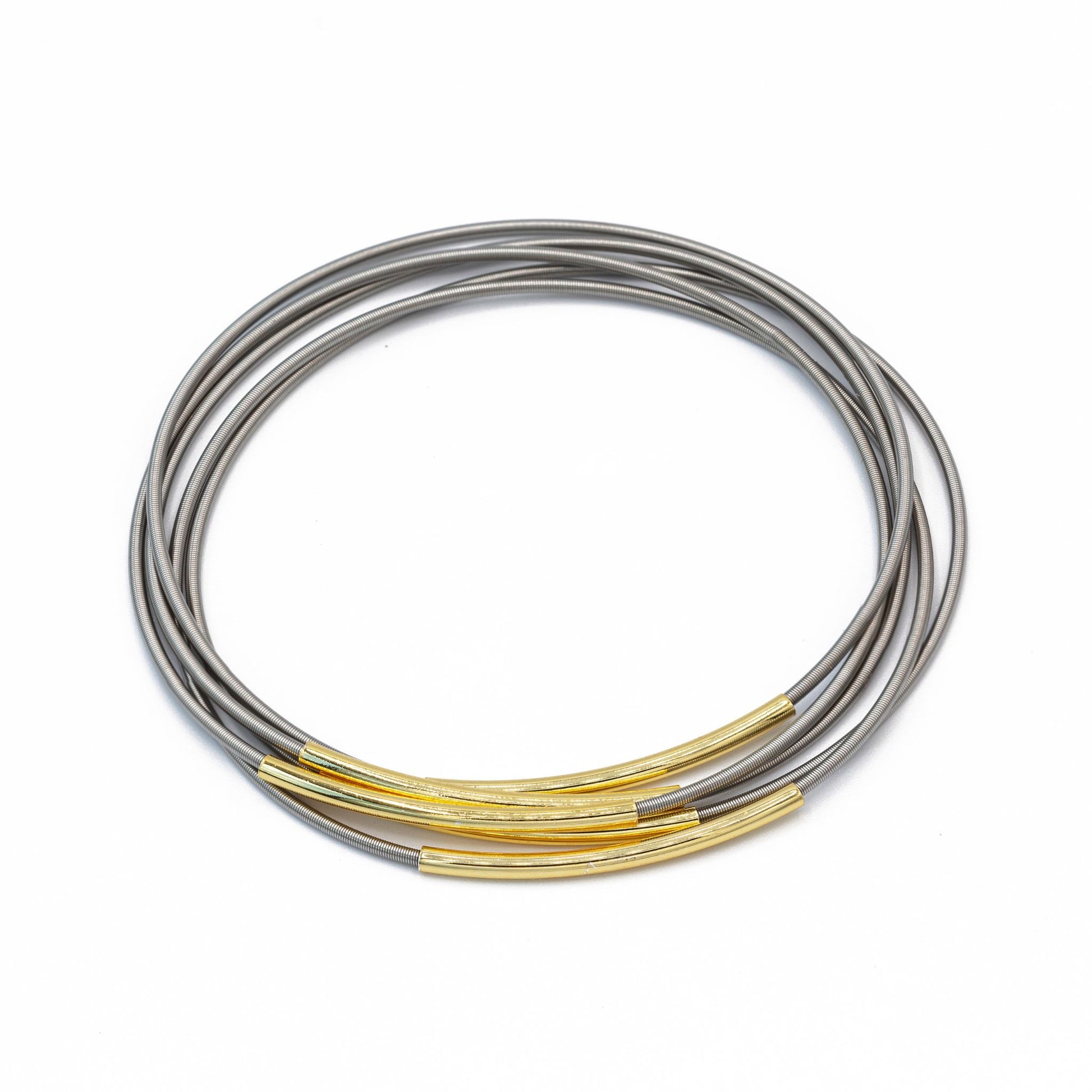 Stainless Steel Dia with Gold Tube Charms