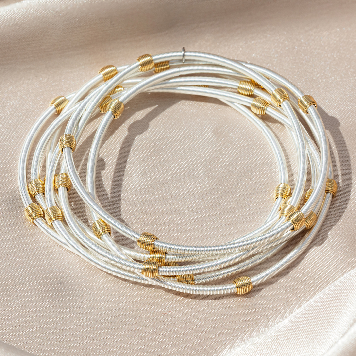 Sterling Beaded Dia Bracelets with Gold Beads