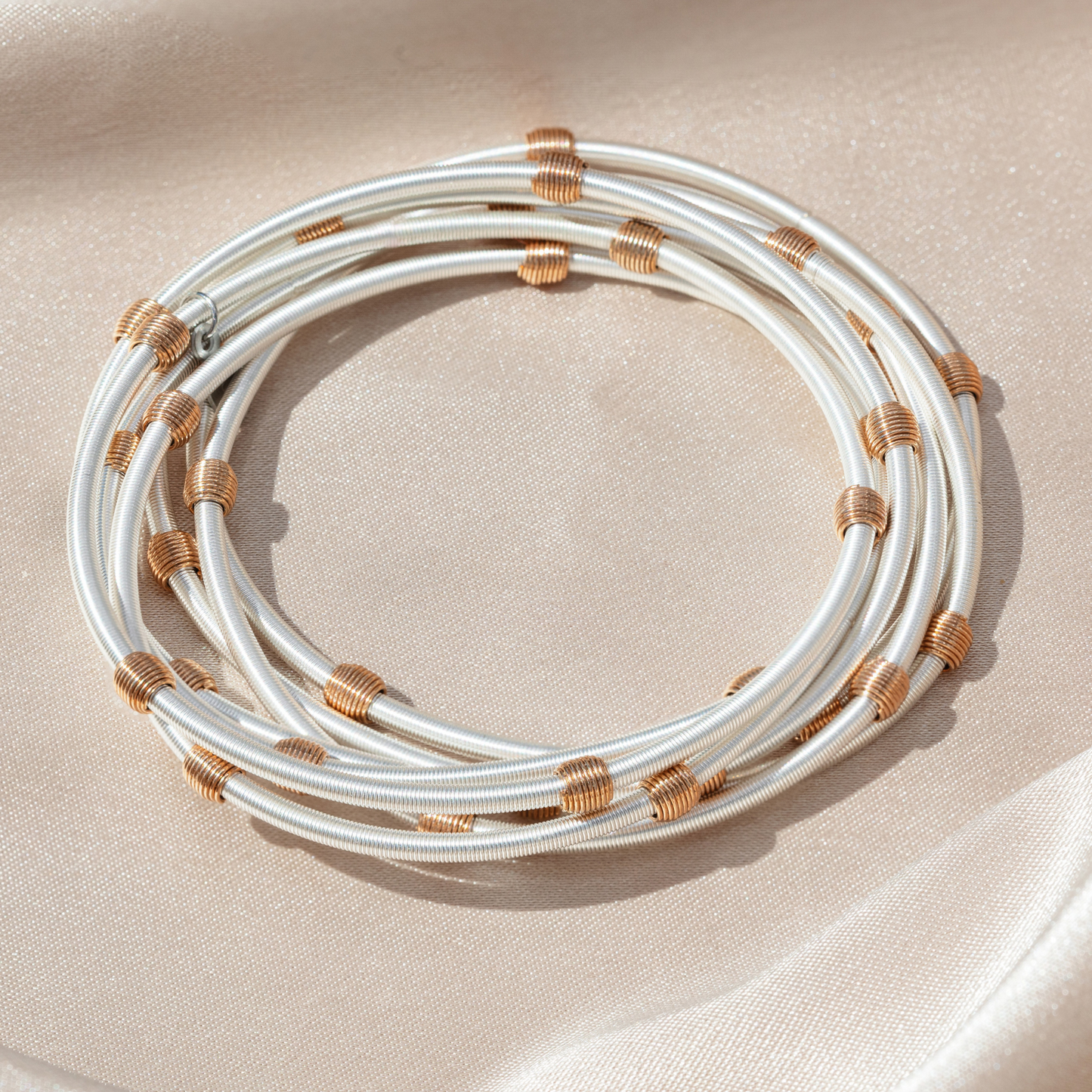 Sterling Beaded Dia with Rose Gold Beads