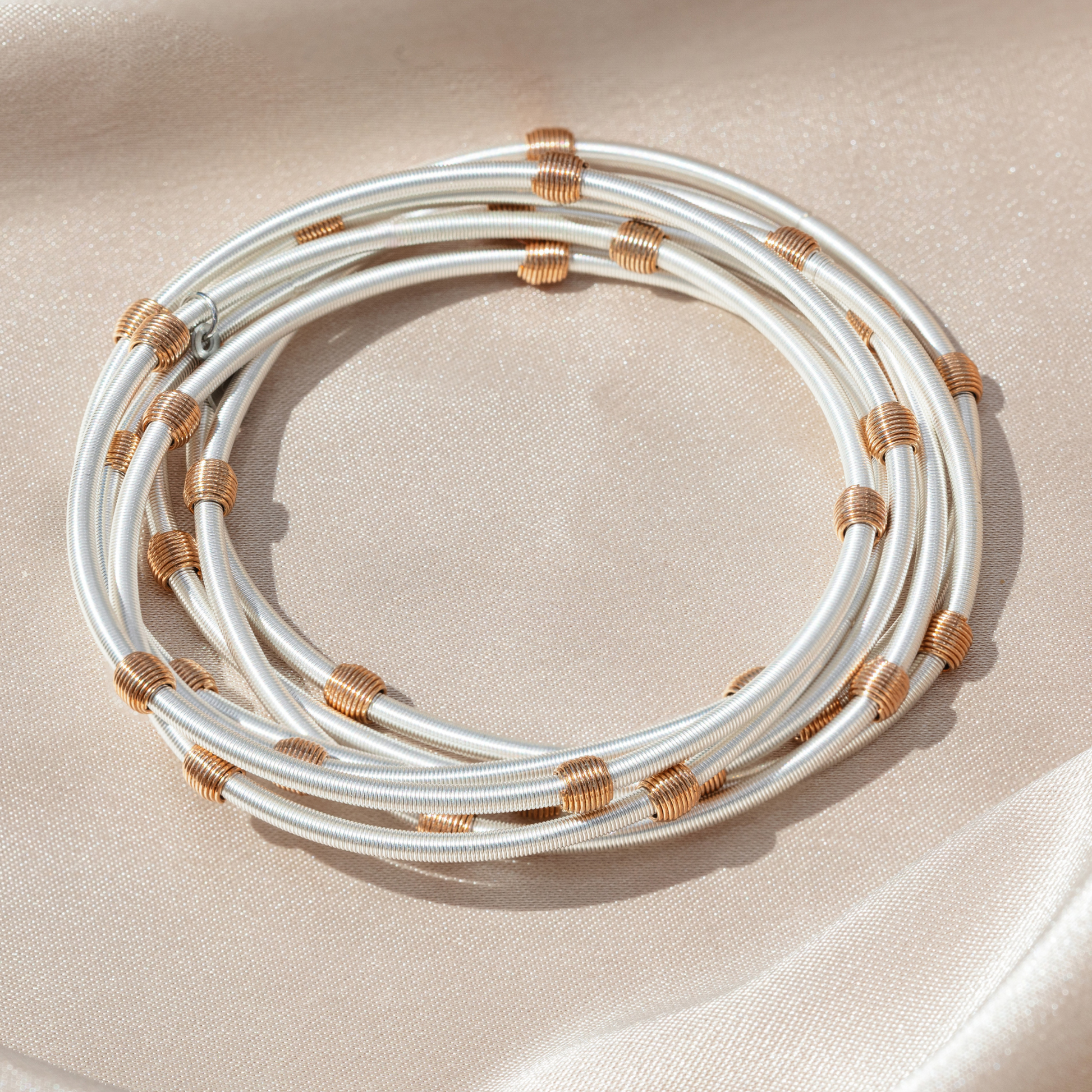 Sterling Beaded Dia with Rose Gold Beads