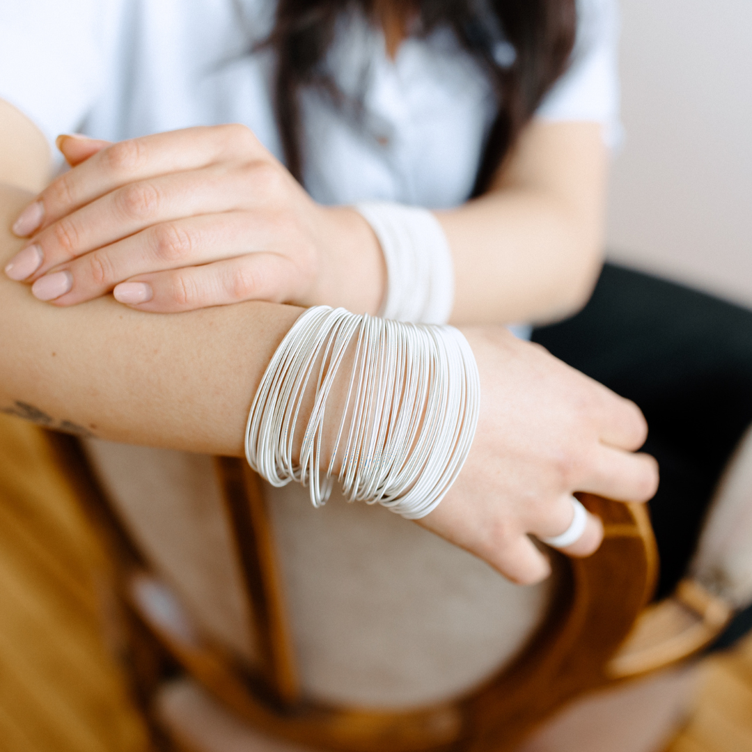 Sterling Dia Bracelets on Model 50