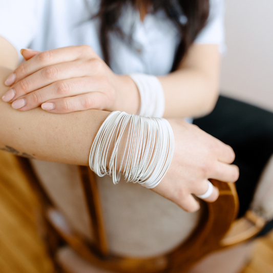 Sterling Dia Bracelets on Model 50