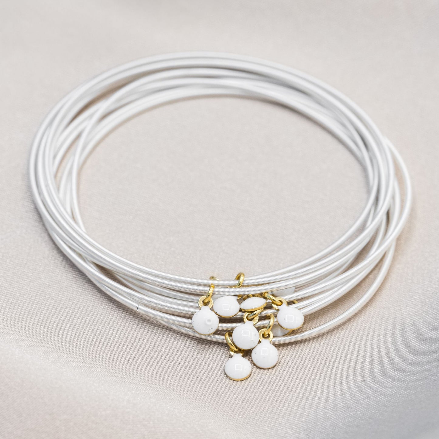 Sterling Dia with White enamel disc charms