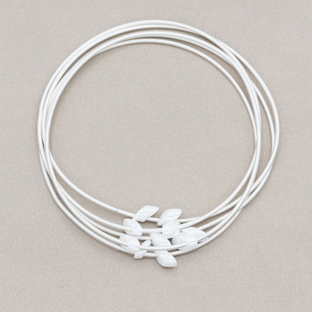 White opal Magatama Beads