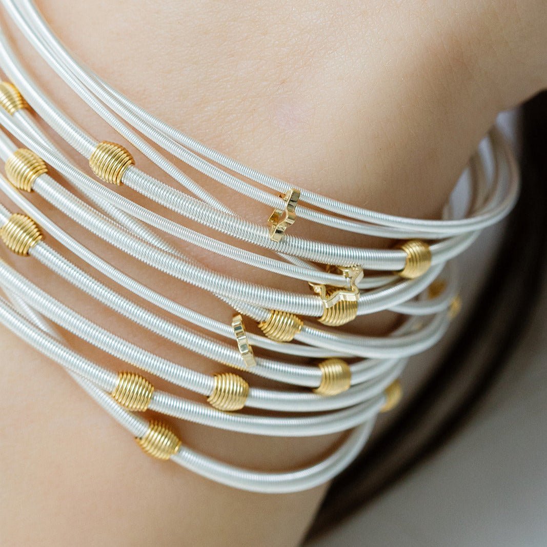 Beaded DIA Bracelets — Silver or Stainless Steel Base - Emerson & Oliver - Dia Metallics