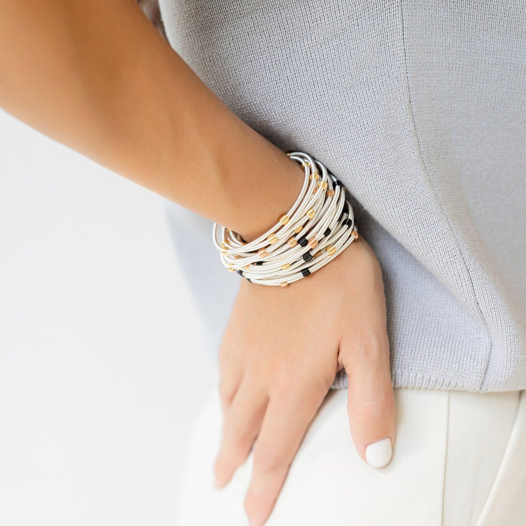 Beaded DIA Bracelets — Silver or Stainless Steel Base - Emerson & Oliver - Dia Metallics