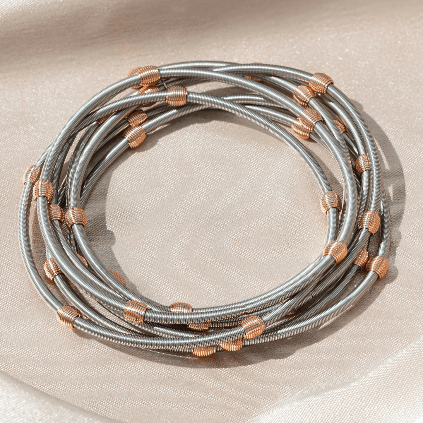 Beaded DIA Bracelets — Silver or Stainless Steel Base - Emerson & Oliver - Dia Metallics