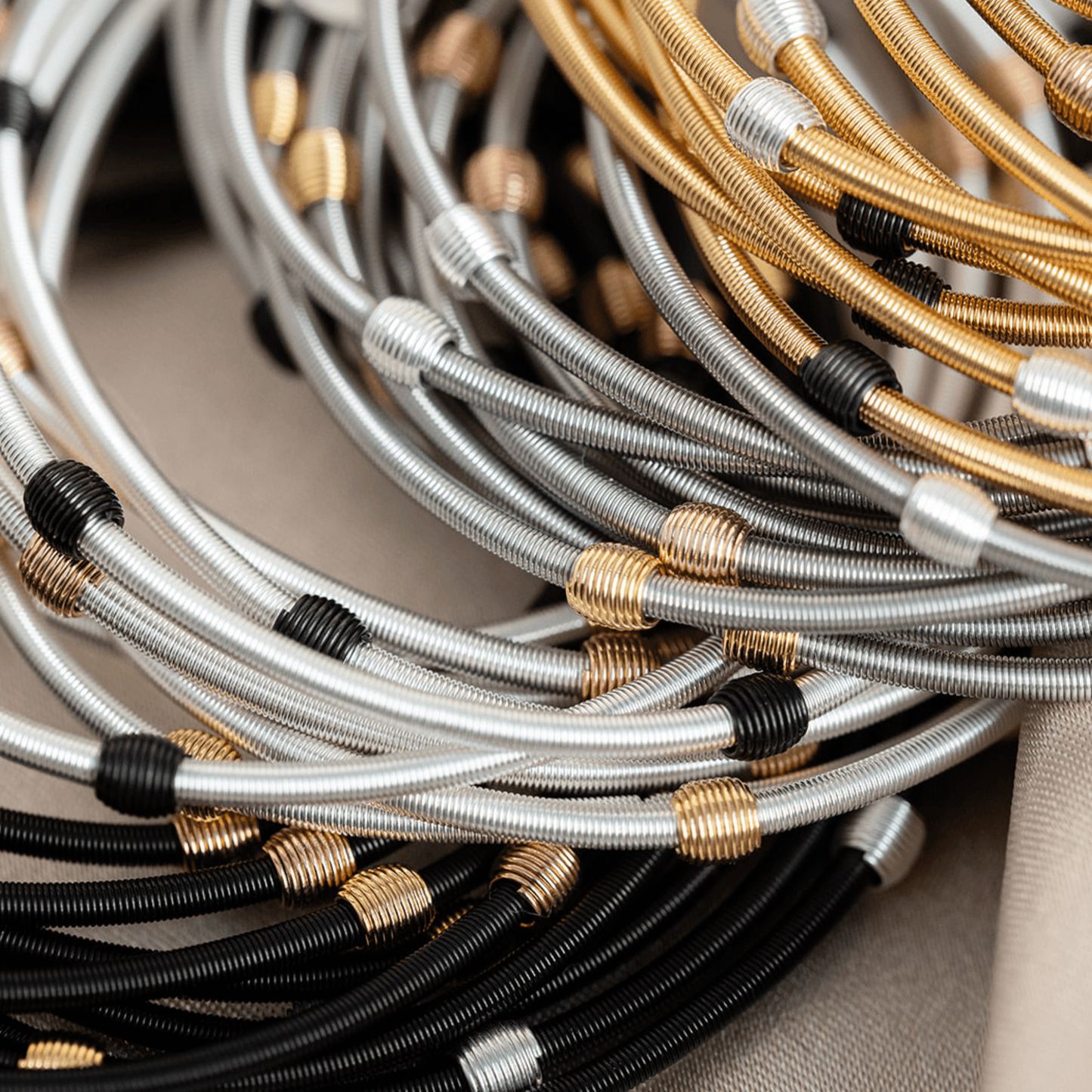 Beaded DIA Bracelets — Silver or Stainless Steel Base - Emerson & Oliver - Dia Metallics