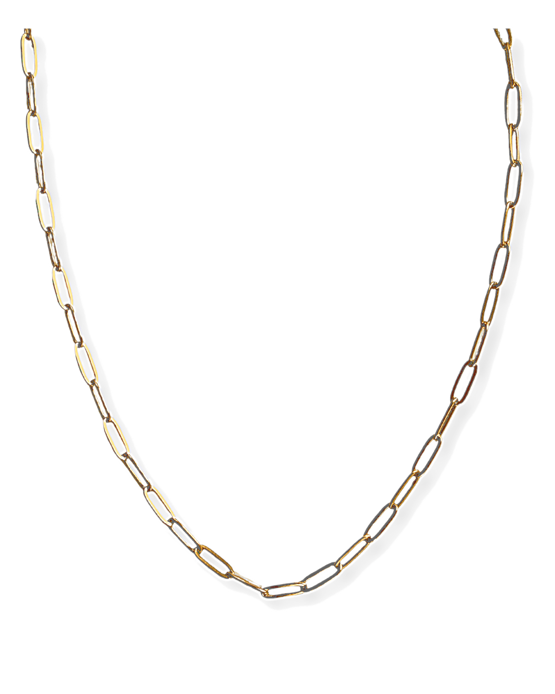 19 inch gold paperclip chain necklace in 2mm gold-filled links