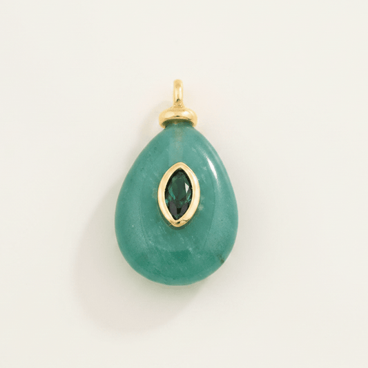 Emerald Teardrop Charm Pendant - Gold - Emerson & Oliver - Charm Pendant