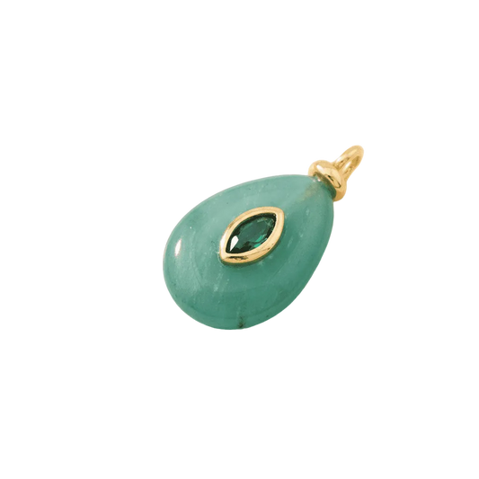 Emerald Teardrop Charm Pendant - Gold - Emerson & Oliver - Charm Pendant