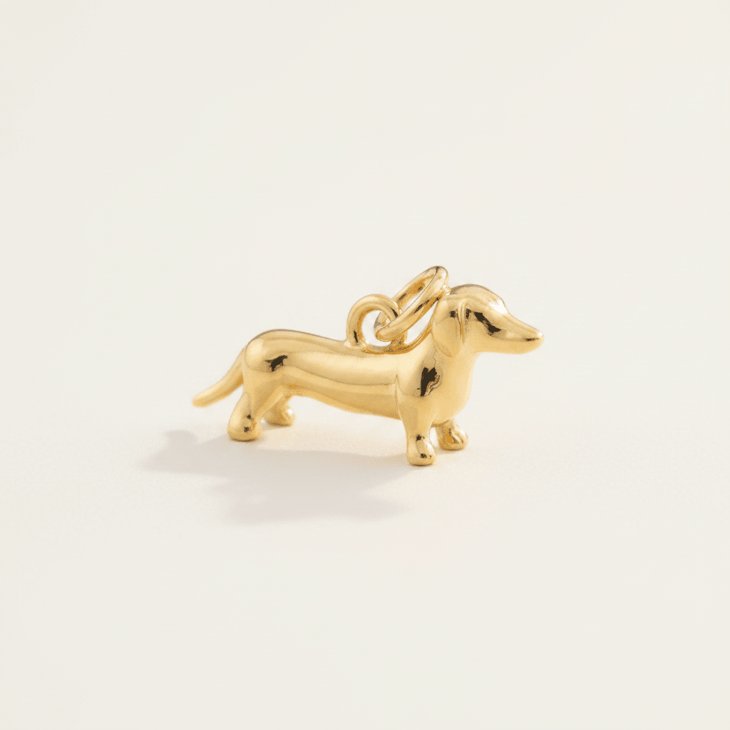Gold Dachshund Dog Charm Pendant - Emerson & Oliver - Charm Pendant