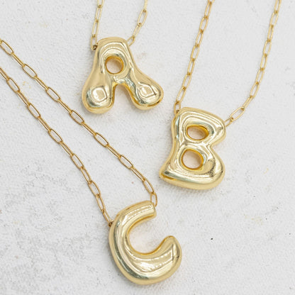Gold Filled Chain Bubble Letter Necklace - Emerson & Oliver - Necklace